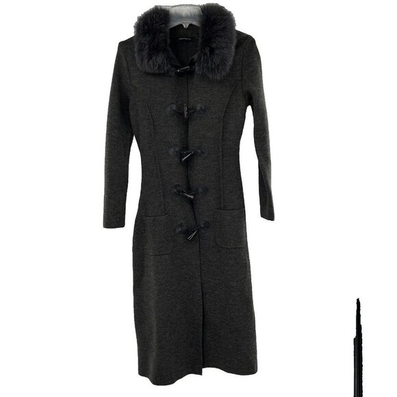 Anthropologie Pepe Peluso Women's Sweater Long Faux Fur Collar Large Wool *READ* - Picture 1 of 9